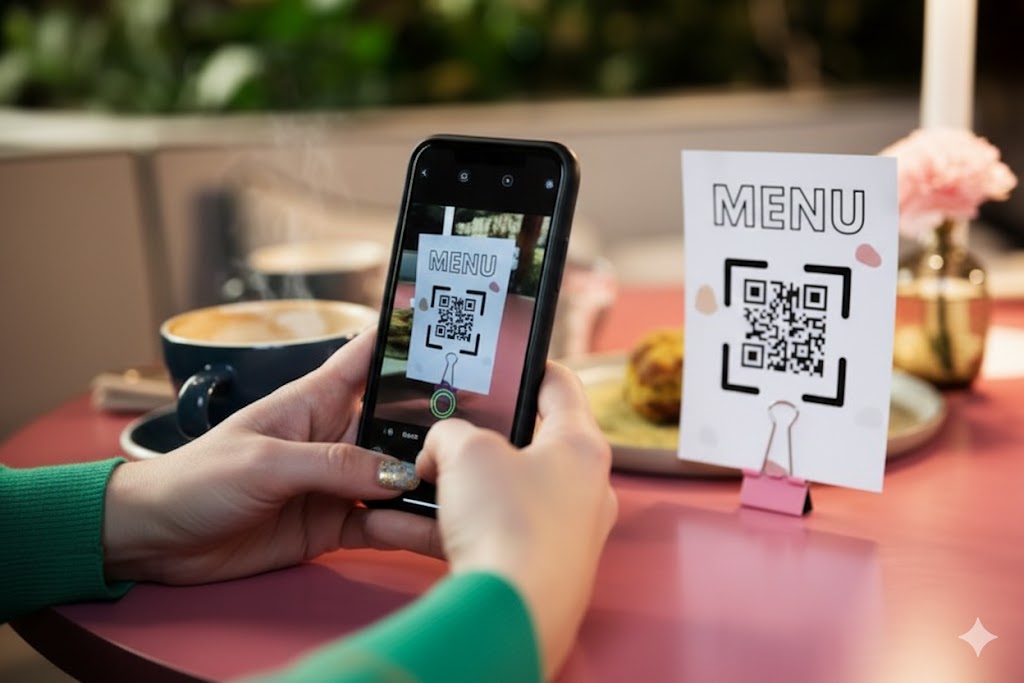 Restaurant guest scanning QR code to order using SMARTMenu in Sri Lanka
